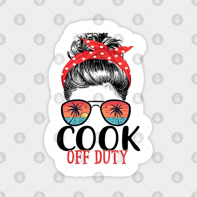 Messy Bun Cook Off Duty Sunglasses Beach Sunset Magnet by TeeaxArt