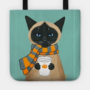 Autumn Siamese Coffee Cat Tote