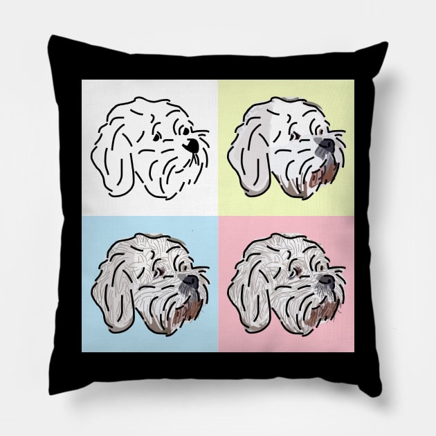 Bichon Frise Dog Four Faces Pillow by ellenhenryart