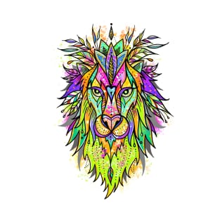 Lion colorful digital art illustration. T-Shirt