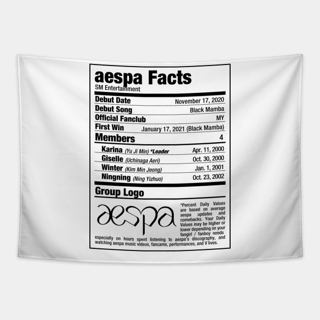 aespa Kpop Nutritional Facts Tapestry by skeletonvenus