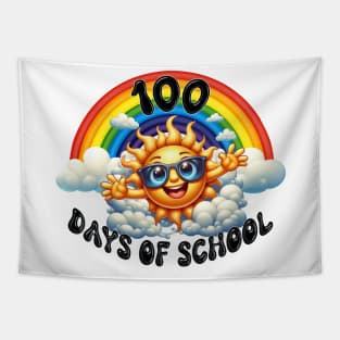 100 Days of School Celebration with a Sunny Rainbow Tapestry