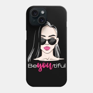 Be-YOU-Tiful - Beautiful, Motivational Phrase Positive Quote Phone Case