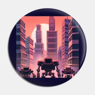 Synthwave city of the future Pin