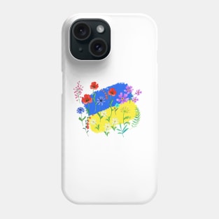 flowers on the background of the flag of ukraine Phone Case