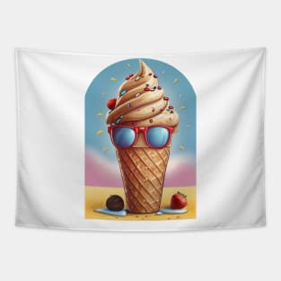 Chocolate ice cream cone design Tapestry