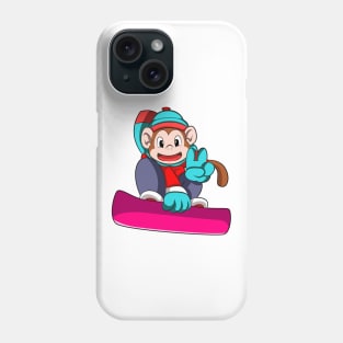 Monkey at Snowboarding with Snowboard Phone Case