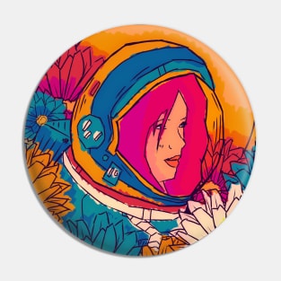 Flower astronaut Pin