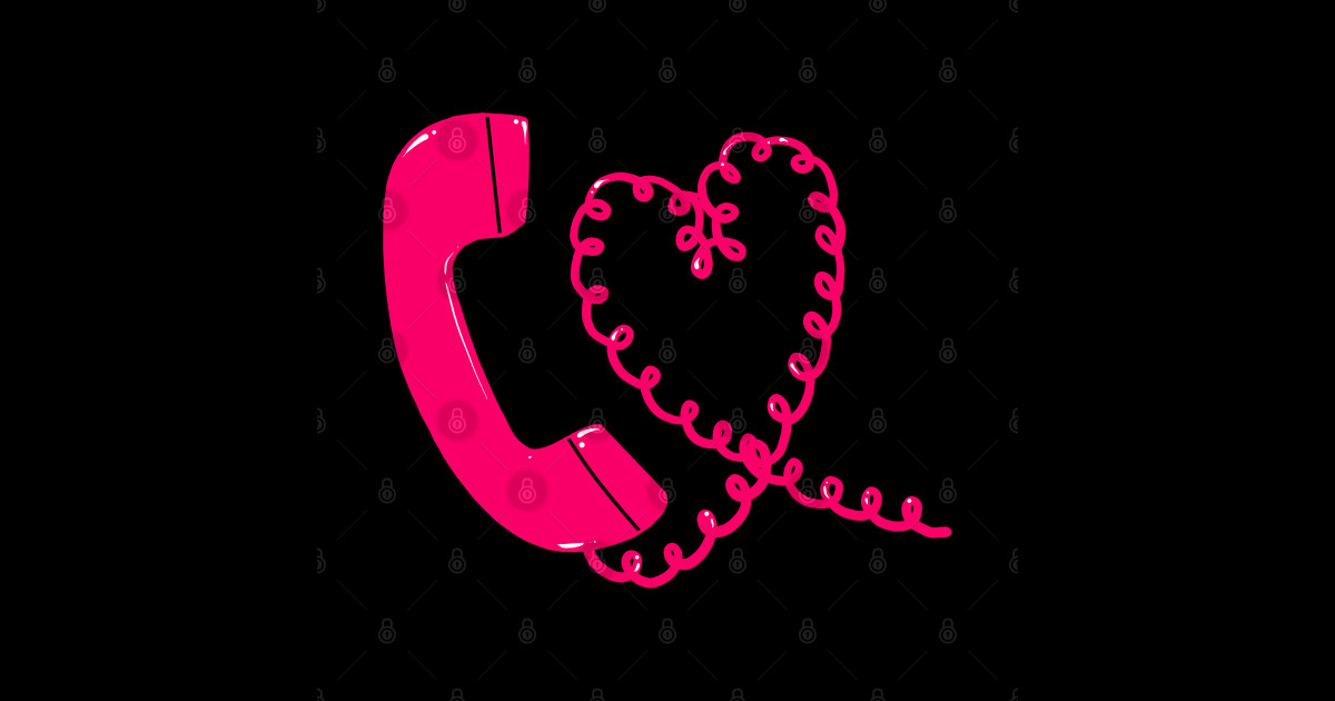 Hot pink retro phone 90s heart cord design - Retro Phone - Magnet ...