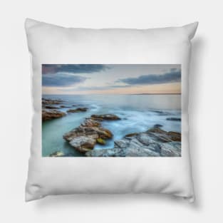 Rocky Sunset Seascape Pillow