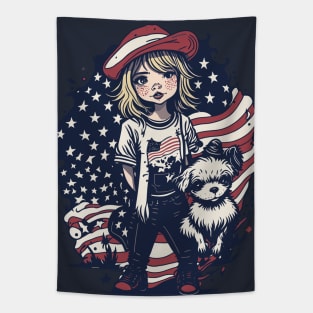 Patriotic Cat Mother Tapestry