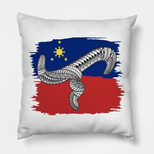 Philippine Flag Tribal line Art / Baybayin word LA Pillow