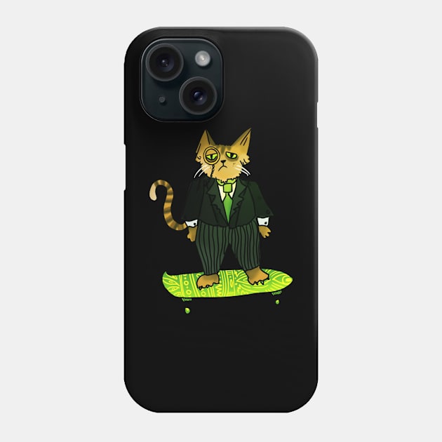 Catipalist: Skateboarding Business Cat Phone Case by TheDoodlemancer