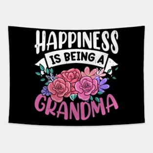 Happiness Is Being Grandma - Flower Art Grandma Tapestry