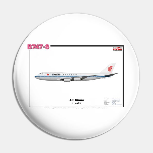 Boeing B747-8 - Air China (Art Print) Pin by TheArtofFlying