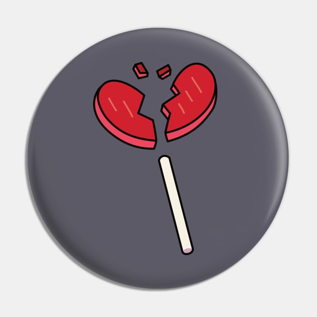 Broken Heart Red Lollipop Candy Pin by rustydoodle