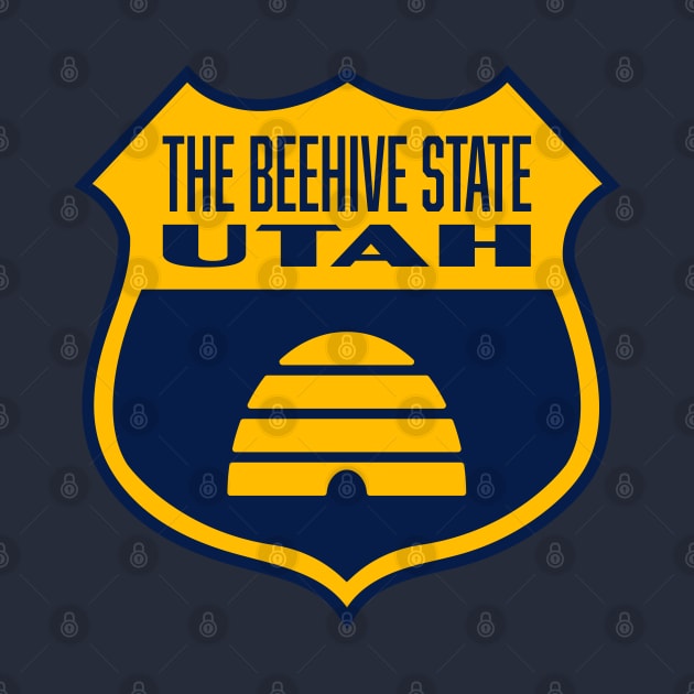 The Beehive State Utah Retro Flag Shield (Yellow) by deadmansupplyco