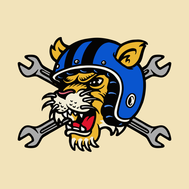 Wildcat in Motorcycle Helmet by SLAG_Creative