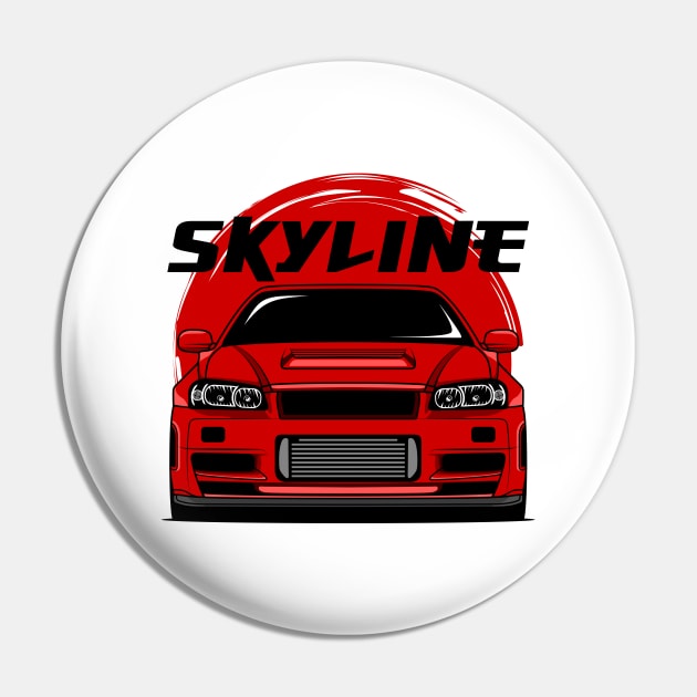 Red Skyline R34 Pin by GoldenTuners