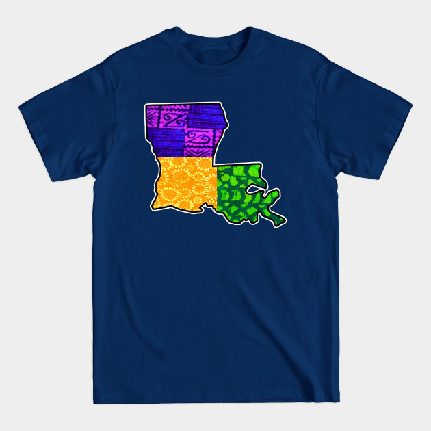 Discover Mardi Gras Vintage Louisiana State Map - Louisiana Roots - T-Shirt