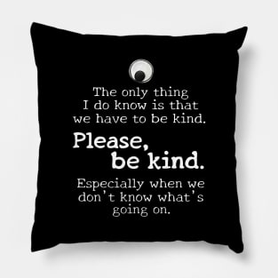 Please be kind, white text Pillow