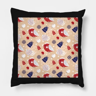 Holiday Birds and Bells Pillow