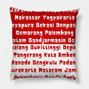 Indonesian Flag with Cities Pillow