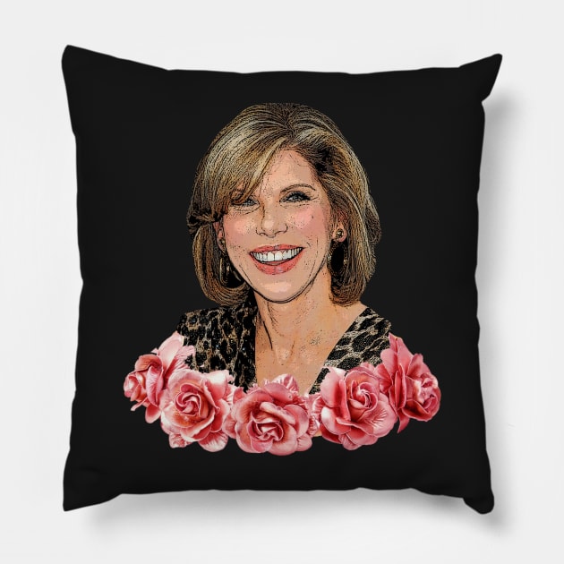 Rosy Christine Baranski Cartoon Pillow by baranskini