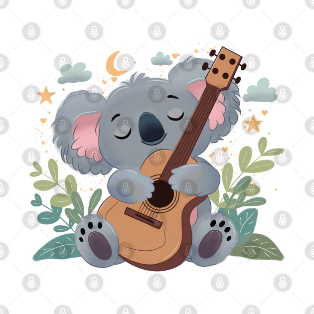 koala and guitar by asillustrator