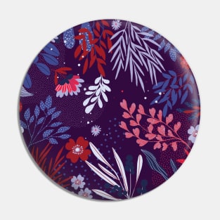 Abstract Purple Botanical Floral Wildflowers Pin