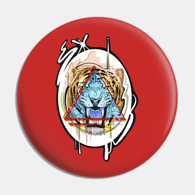 Tiger Abstract Pin by Lazrartist