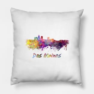 Des moines skyline in watercolor Pillow