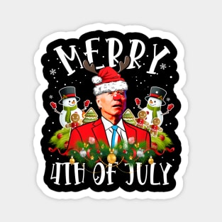 Funny Joe Biden Christmas Santa Hat Merry 4th Of July Magnet