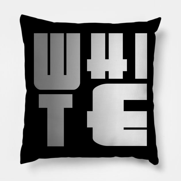 White, name, tipography Pillow by Furashop