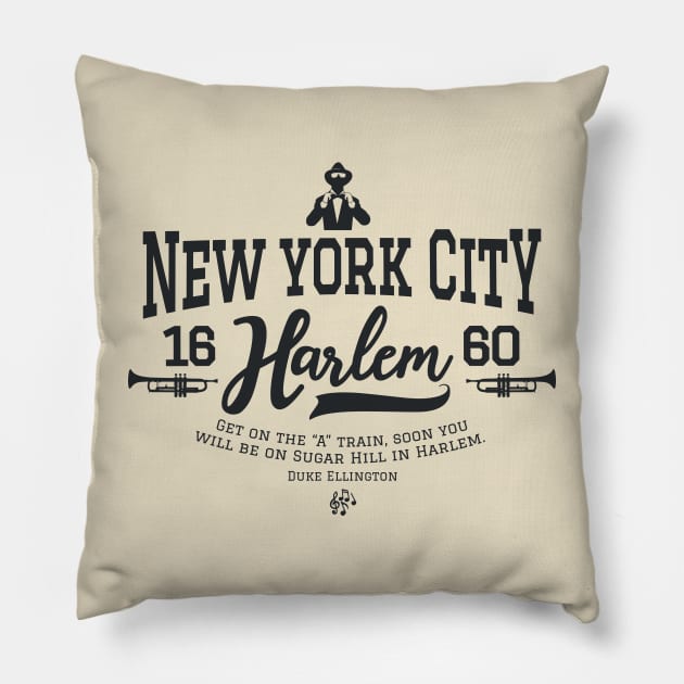 New York Harlem - Harlem Logo - Harlem Manhattan - Duke Ellington Pillow by Boogosh