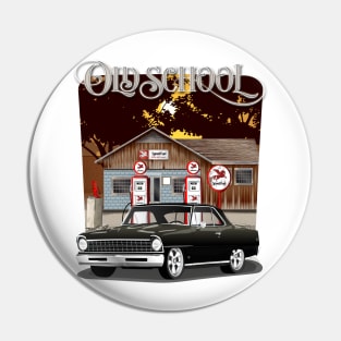 1967 Black Chevy II Nova Old School Print Pin