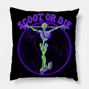 Scoot or Die - Retro Y2K 2000's Scooter Nostalgia Purple Green Pillow