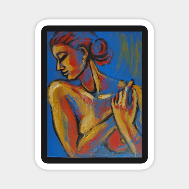 Mellow Yellow - Female Nude Portrait Magnet by CarmenT