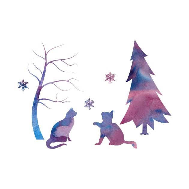 Simple Winter Scene With Cats by BittenByErmines