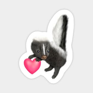 Cute Baby Skunk with a Pink Heart for Skunk Lovers Magnet