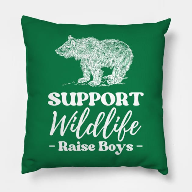 Support Wildlife Raise Boys Pillow by E.S. Creative