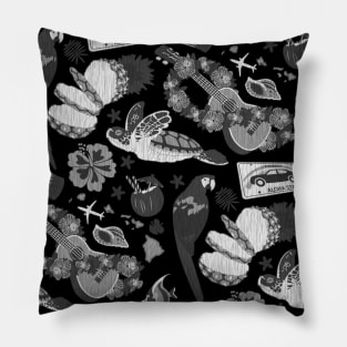 You Got the Dark Hawaiian Woodcut Pattern! Pillow