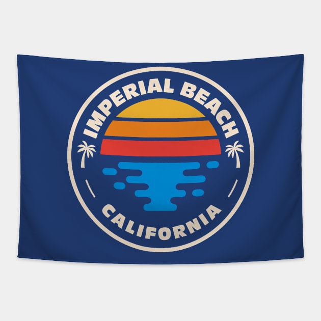 Retro Imperial Beach California Vintage Beach Surf Emblem Tapestry by Now Boarding