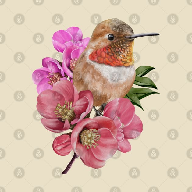 Humming bird with Sakura flowers by Lewzy Design