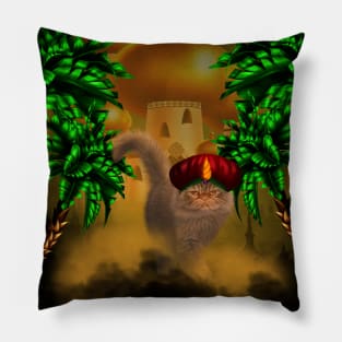 Cute cat alone in the night Pillow