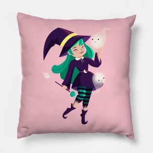 Witch With Ghosts Pillow