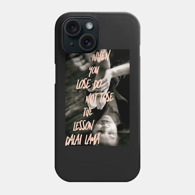 Dalai Lama Quote Blush Black and White Peaceful portrait Phone Case by penandbea