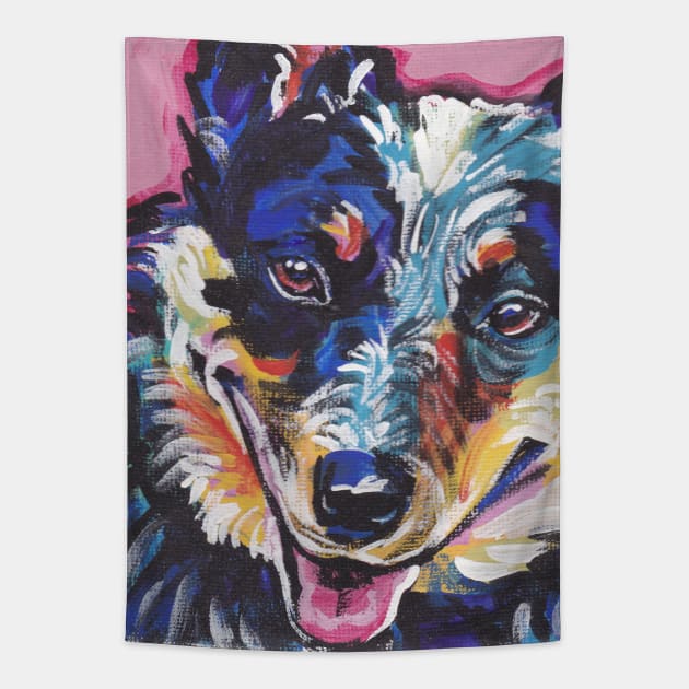 Australian Cattle Dog Bright colorful pop dog art Tapestry by bentnotbroken11