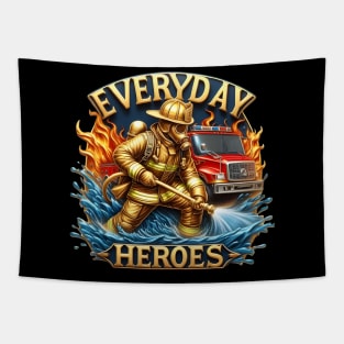 Heroic Firefighter Battles Blaze Tapestry