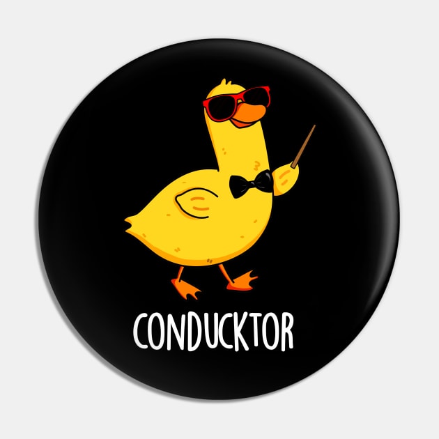 Con-duck-tor Cute Duck Pun Pin by punnybone